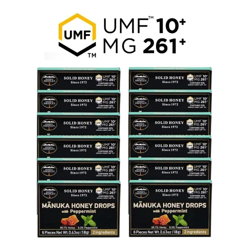 Vista 3 de Gotas de miel 100% Manuka, verdaderamente naturales de Nueva Zelanda, 2 ingredientes premium, 12 paquetes (Peppermint UMF™10+)