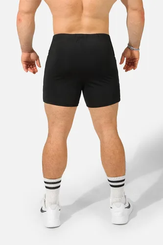 Vista 2 de Jed North Pantalones cortos de gimnasio para culturismo con entrepierna de 4 pulgadas para hombre con bolsillos con cremallera, pantalones cortos
