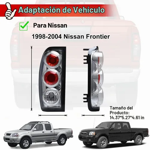 Vista 4 de Luces traseras Nixon Offroad para Nissan Frontier 1998-2004 Carcasa cromada/lente transparente.