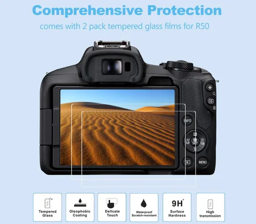 Vista 2 de Pocoukate Funda para cámara Canon EOS R50, funda protectora de silicona suave con protector de pantalla Accesorios para Canon EOS R50 Funda