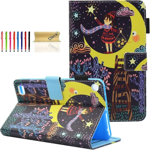 Vista 16 de Dteck - Funda para tablet Kindle Fire 7, funda protectora completa con función atril ajustable y función de encendido y apagado automático