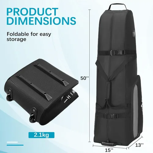 Vista 2 de Himal Outdoors Soft-Sided Golf Travel Bag with Wheels - Heavy Duty 600D Polyester Oxford Wear-Resistant, Excellent Zipper Universal