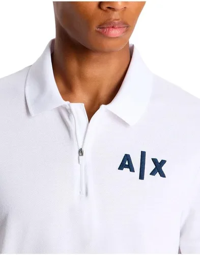 Vista 3 de Armani Exchange Polo regular de algodón piqué clásico con cremallera y logotipo Ax para hombre
