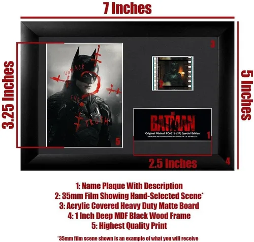Vista 5 de Trend Setters DC Comics - The Batman - Desenmascarado - FilmCells - Presentación de escritorio MiniCell de 7 x 5 pulgadas - Con clip de película
