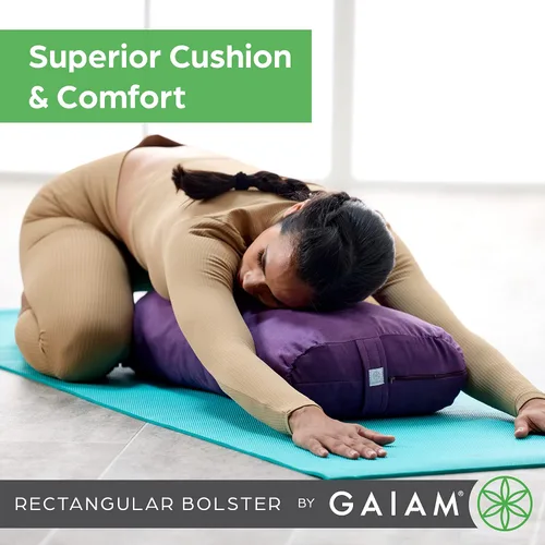 Vista 3 de Almohada Gaiam redonda para yoga, cojín suave para meditación, masaje y soporte de espalda, relleno de algodón transpirable, funda de microfibra