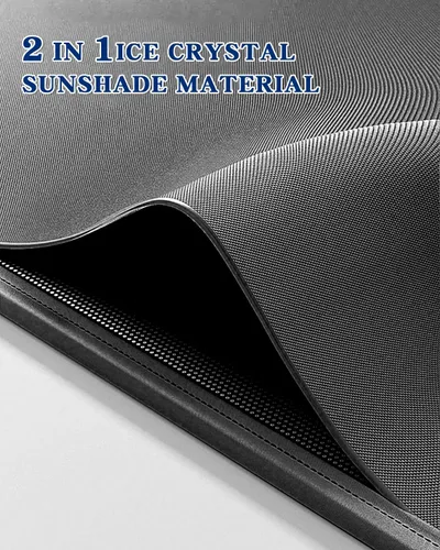 Vista 2 de Parasol negro para techo solar impermeable – Compatible con Tesla Model 3/Highland 2020-2026 – Bloqueo UV y reducción de calor – con hebilla negra