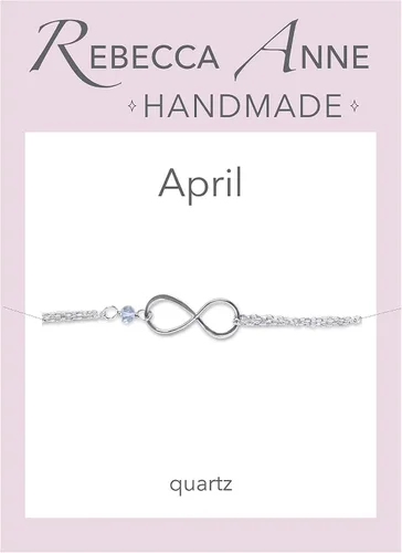 Vista 126 de Pulsera con dije de infinito con piedra natal, joyería hecha a mano, regalo para ella