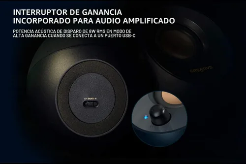 Vista 4 de Creative Pebble V2, 2.0 Altavoces estéreo de escritorio USB para PC
