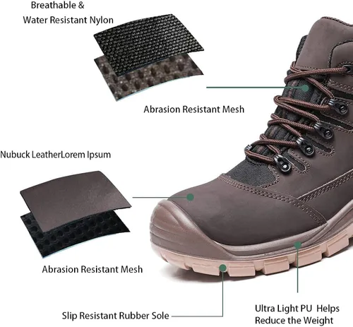 Vista 4 de DRKA Botas de trabajo con punta de acero para hombre resistentes al agua