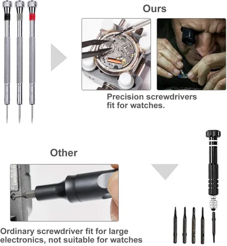 Vista 6 de Anezus - Kit de reparación de reloj, kit de herramientas de reloj de 187 piezas con herramientas de extracción de pasadores de eslabones de reloj