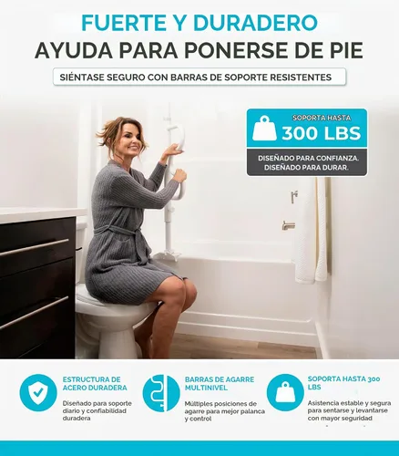 Vista 5 de Stander Wonder - Poste de bañera con barra de seguridad y barra de agarre curva, mango de ducha ajustable para bañeras, abrazadera en el riel