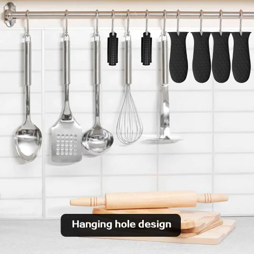 Vista 7 de Paquete de 8 fundas de mango de hierro fundido, soporte de silicona para mango caliente, soporte de mango de asistencia, funda antideslizante