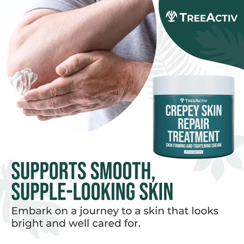 Vista 7 de TreeActiv Crepey Skin Repair Treatment, 8oz, crema reafirmante para cara y cuello, loción reafirmante y tensora de la piel con ácido hialurónico