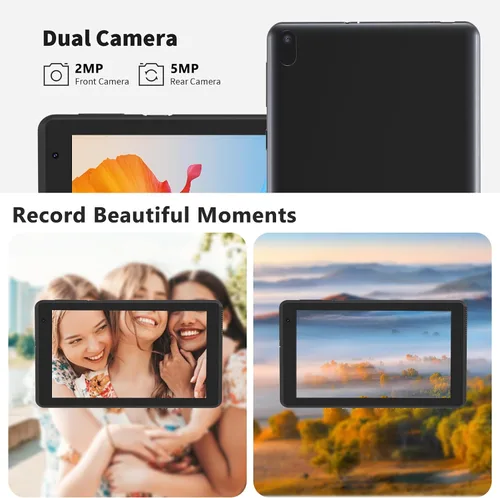 Vista 3 de Tablet Android 15 Tablets con funda 7 pulgadas, 8GB RAM, 32GB ROM soporte 1TB Expandir PC Tablet PC, procesador de cuatro núcleos, pantalla táctil