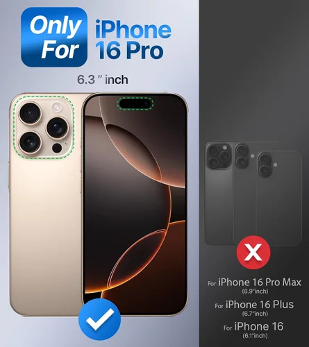 Vista 2 de Shields Up Funda para iPhone 16 Pro con Soporte, Funda de Teléfono Transparente con Soporte de Doble Anillo [Ajustable y Plegable] Cubierta