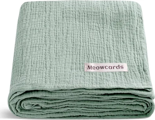 Vista 19 de meowcards Mantas de muselina para envolver al bebé, esenciales unisex para bebés niños y niñas, tamaño grande 47 x 47 pulgadas, mantas de recepción
