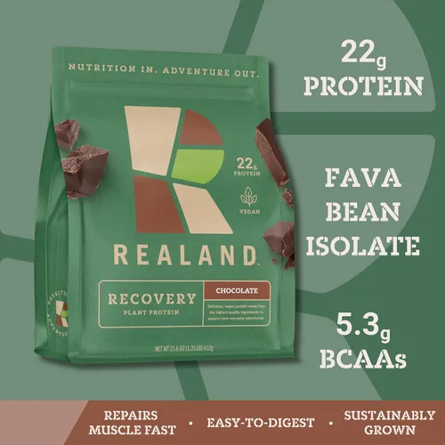 Vista 2 de Proteína vegetal vegana de chocolate aislado – Proteína de grano Fava en polvo para recuperación – 0.78 oz de proteína – 17 porciones