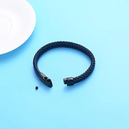 Vista 6 de Oinsi Pulsera de cuero para mujeres y hombres, pulsera trenzada de 0.47 pulgadas, recuerdo conmemorativo, urna conmemorativa, regalos de joyería