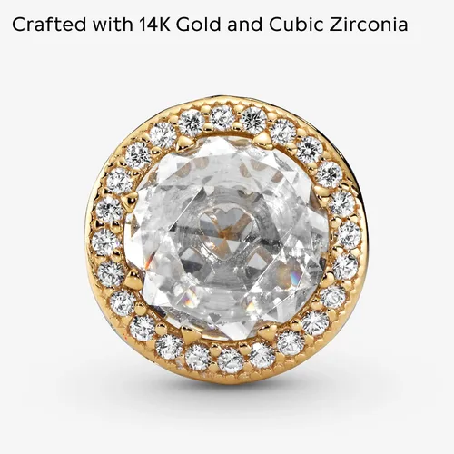 Vista 3 de Pandora Dije de circonita cúbica con corazones radiantes en oro de 14 quilates, circonita