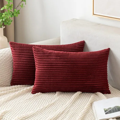 Vista 29 de EMEMA Fundas de Cojines Decorativos de Pana Suave a Rayas Cuadradas, Fundas de Almohadas de Primavera para Sofá, Dormitorio, Silla, Automóvil 16 x