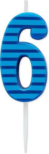 Vista 13 de Papyrus Vela de cumpleaños número 0, rayas azules (1 unidad)