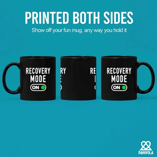 Vista 3 de Taza de café Recovery Mode On Get Well de regalo para pacientes, regalos inspiradores motivacionales para familiares y amigos, vaso de cerámica Negro