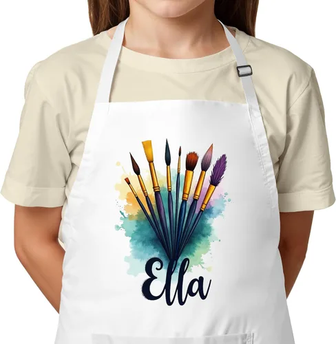 Vista 9 de Delantal con Nombre Personalizado para Pintura y Manualidades de Niños – Idea de Regalo Única para Calcetín Navideño para Niños y Niñas – Regalo
