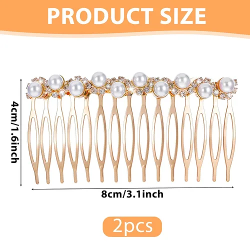 Vista 2 de 2 peines para el cabello para mujer, accesorios para el cabello, peines decorativos para mujer, peine de cabello con perlas doradas con diamantes