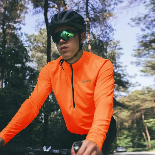 Vista 7 de Spotti Playera de mangas largas para ciclismo, para hombre. Remera para ciclismo, transpirable y de secado rápido.