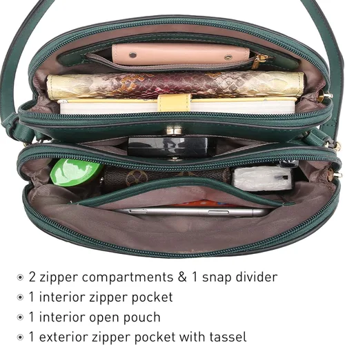 Vista 5 de Dasein - Bolso de hombro para mujer con cremallera y múltiples bolsillos