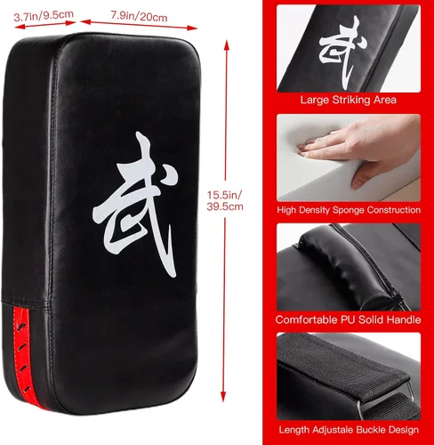 Vista 4 de 2-in-1 Boxing Pads Set, Punch Mitts & Kick Pad Combo for Kids & Adults, Adjustable MMA Training Gear for Boxing, Kickboxing, Karate & Taekwondo