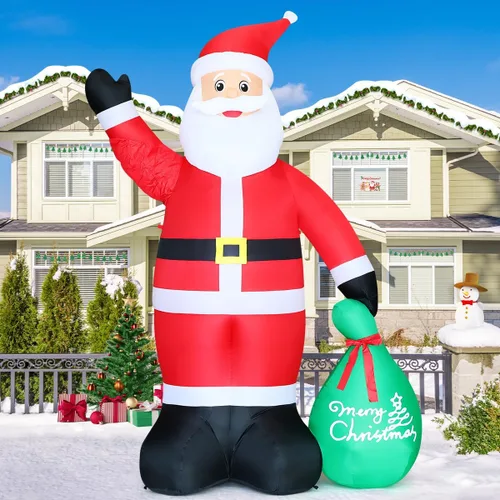 Vista 2 de GOOSH 3.14 m San Nicolás inflable de Navidad con movimiento, decoración de Santa Claus de Navidad al aire libre con bolsa de regalo y mano animada