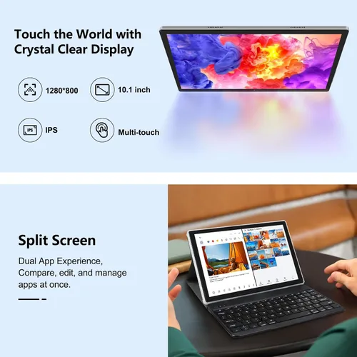 Vista 4 de Tableta, 10 pulgadas Android 14 tabletas 12 GB (4+8 expandir) RAM 128 GB ROM, 1 TB expandible, tableta Octa-Core con teclado, ratón, lápiz