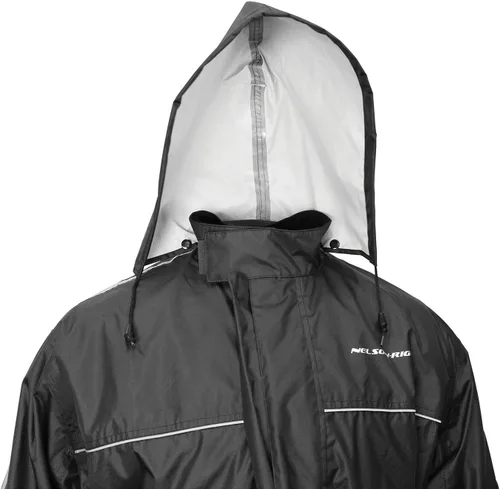 Vista 6 de Nelson Rigg Solo Storm - Chaqueta de lluvia, impermeable, transpirable y plegable (negro, talla S)