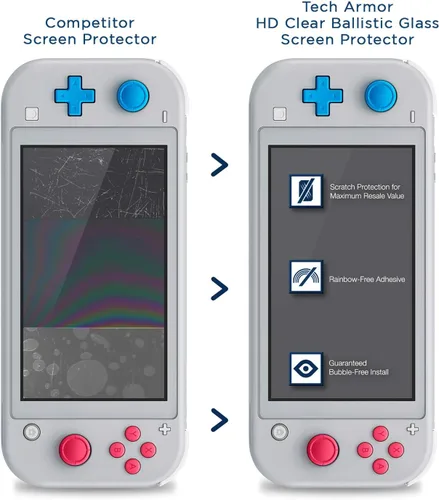Vista 5 de Tech Armor - Protector de pantalla de cristal balístico transparente para Nintendo Switch Lite 2019 (2 unidades)