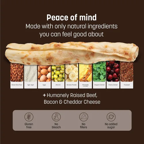 Vista 4 de Earth Animal Masticables sin ocultar – de The Grill Rolls Bacon Cheeseburger Sabor Rawhide Free Medium Dog Chews – 3