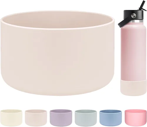 Vista 29 de HEYSKAY Bota protectora de silicona para botella de agua Hydro Flask, botella de agua de boca ancha, protector inferior de silicona antideslizante