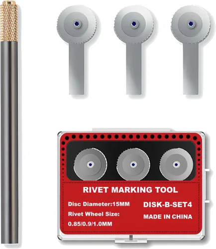 Vista 10 de Herramienta para hacer remaches modelo con mango para modelo, hobby, manualidades, accesorios de construcción (juego S1) 3 gears: 0.35/0.4/0.45mm