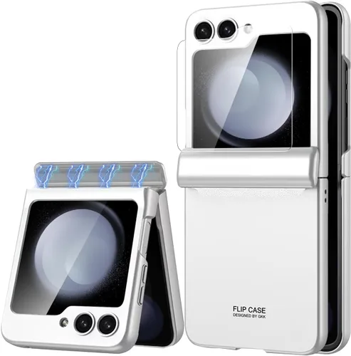 Vista 8 de Miimall Funda para Samsung Galaxy Z Flip 5 con protección de bisagra, [protector de pantalla integrado] Funda de cuerpo completo de policarbonato