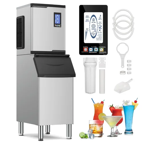 Vista 9 de Commercial Ice Maker Machine, 580Lbs/24H with 450Lbs Storage, ETL Approval Silver Grey