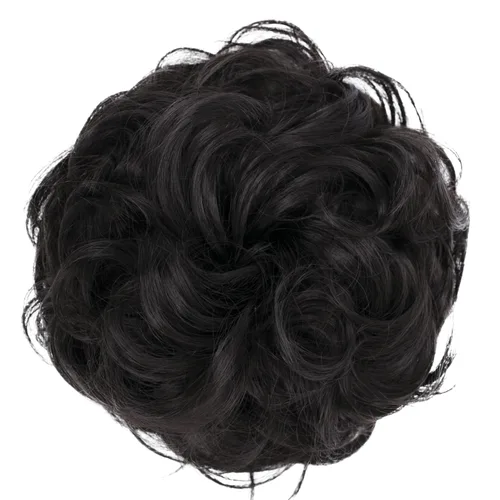 Vista 4 de CAISHA Postizo Grande Scrunchy Recogido Peinado Nupcial Rizado Moño Despeinado Marrón Chocolate Oscuro G2E