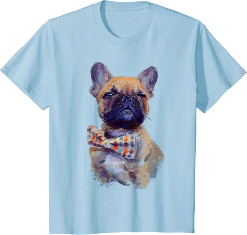 Vista 7 de Camiseta de bulldog francés con estampado realista, artística de bulldog francés, Negro, S