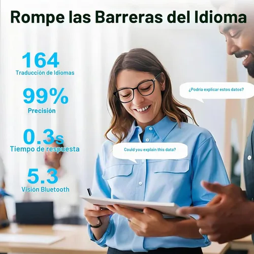 Vista 2 de Lentes inteligentes con lentes fotocromáticas para hombres y mujeres, con traducción de inteligencia artificial, con traductor, 164 idiomas, IP67