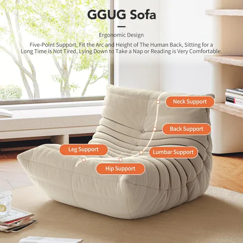 Vista 10 de Puf Togo sin comprimir de alta gama para adultos, sofá de espuma viscoelástica con tela suave, cómodo sillón de sala junto a la chimenea para sala