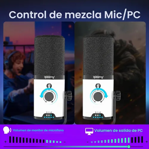Vista 6 de Aveek Micrófono dinámico USB/XLR con brazo de brazo