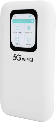 Vista 8 de Hotspot móvil WiFi 5G, enrutador portátil Wi Fi 6 para viajes soporta hasta 16 dispositivos, pantalla táctil de 2.01 pulgadas, con ranura