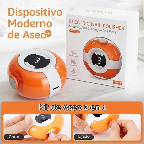 Vista 3 de Cortador de uñas eléctrico 2 en 1 y pulidor de uñas (naranja)