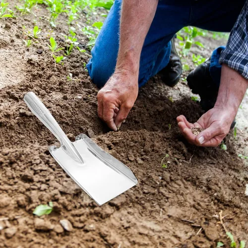 Vista 7 de Generic Pala de jardín de acero inoxidable - Mini paleta de mano para plantar trasplante y aflojar el suelo - Herramienta duradera de jardinería al