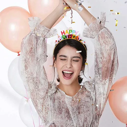 Vista 2 de NVENF Diadema de cumpleaños para niña, feliz cumpleaños, corona, pastel, tiara de cumpleaños para niñas, accesorio de cumpleaños