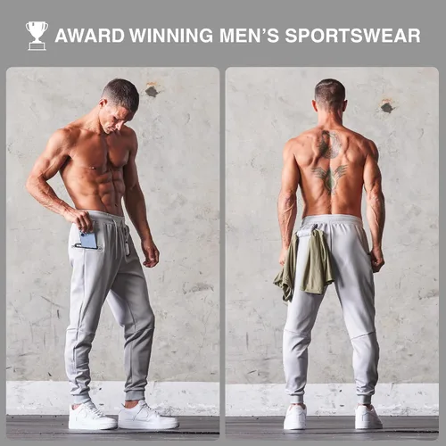 Vista 4 de Born Tough Pantalones deportivos de entrenamiento para hombre, cónicos para fisicoculturismo, gimnasio, pantalones deportivos con bolsillos